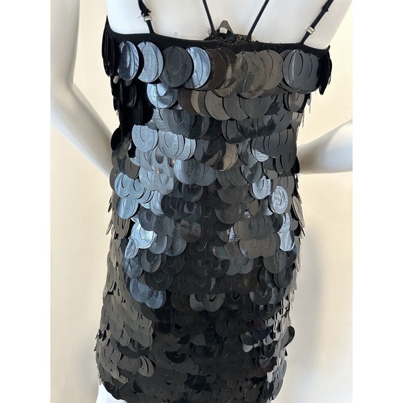 Poleci Black Sequin Mini Dress Multi-Strap Womens Sleeveless Size 4 - Picture 10 of 13